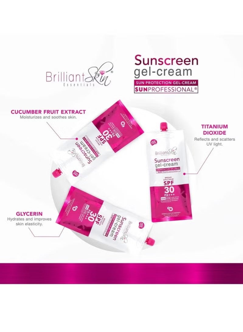 بريليانت سكين كريم جل واقي من الشمس SPF30 PA+++ 50 جرام حماية من الأشعة فوق البنفسجية خفيف الوزن غير دهني مناسب لجميع أنواع البشرة للوجه والجسم - Image 2